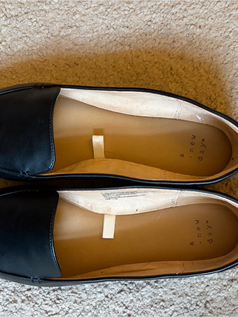 a new day Black Leather Slip-On Flats